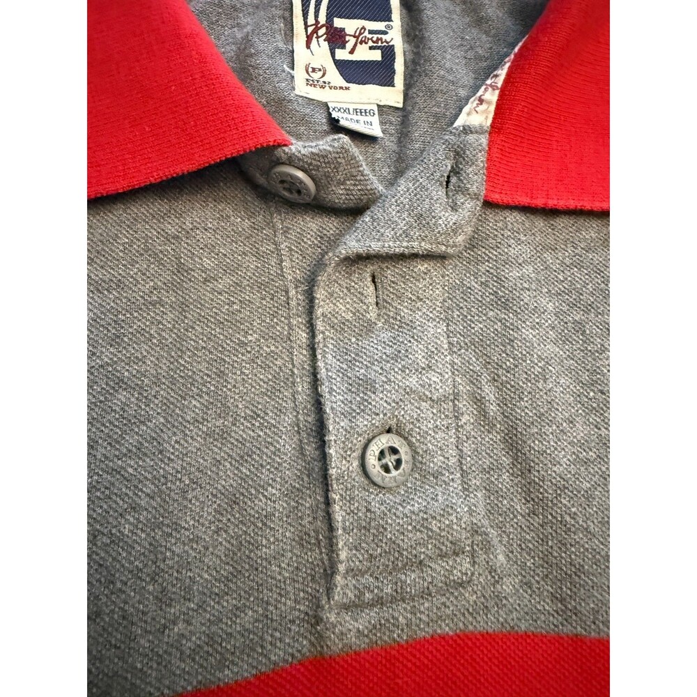 Vintage Y2K Phat Farm Polo Shirt 3XL Red Gray Striped Logo Graphic Mens - Picture 5 of 16